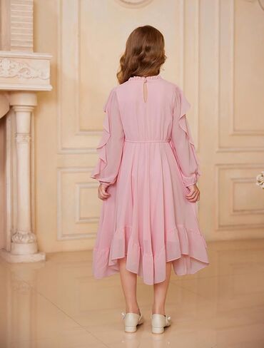 GRACE KARIN Girls Long Sleeve Dress Fall Spring Ruffle Swing Maxi High Low Formal Party Dress Size 5-12Y in Saudi Arabia