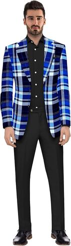 Men's Plaid Blazer 2 Button Lightweight Regular Fit Checked Plaid Suit Sport Coat Jacket Casual Daily Dress Jacket Sport Coat in Kuwait