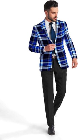 Men's Plaid Blazer 2 Button Lightweight Regular Fit Checked Plaid Suit Sport Coat Jacket Casual Daily Dress Jacket Sport Coat in Kuwait