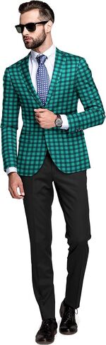 Men's Plaid Blazer 2 Button Lightweight Regular Fit Checked Plaid Suit Sport Coat Jacket Casual Daily Dress Jacket Sport Coat in Kuwait