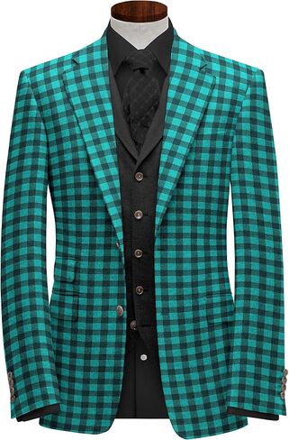 Men's Plaid Blazer 2 Button Lightweight Regular Fit Checked Plaid Suit Sport Coat Jacket Casual Daily Dress Jacket Sport Coat in Kuwait