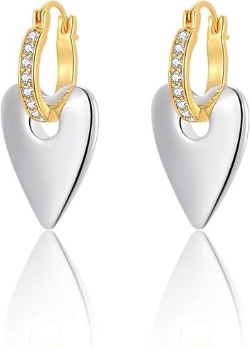 14K Gold Plated Heart Earrings for Women, Small Hoop Earrings,Love Drop Gold Earrings,Gifts by Febsky in Saudi Arabia