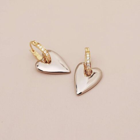14K Gold Plated Heart Earrings for Women, Small Hoop Earrings,Love Drop Gold Earrings,Gifts by Febsky in Saudi Arabia