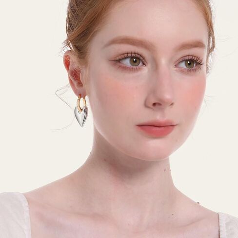 14K Gold Plated Heart Earrings for Women, Small Hoop Earrings,Love Drop Gold Earrings,Gifts by Febsky in Saudi Arabia