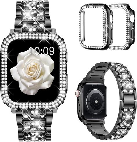 Mosonio Bling Bands for Apple Watch Women and 2P Case,Metal Band for iwatch | Size Options-Fits for Apple Watch Series 11/10/9/8/7/SE/6/5/4/3/2/1/Ultra- 38mm 40mm 41mm 42mm 44mm 45mm 46mm 49mm in Kuwait
