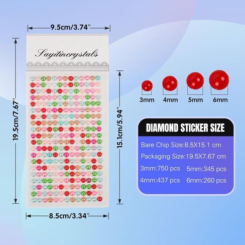 8 Sheets Rhinestone Stickers，3584 Pcs Gem Stickers for DIY Face Eyes Makeup Hair（Black-3/4/5/6mm） in Saudi Arabia