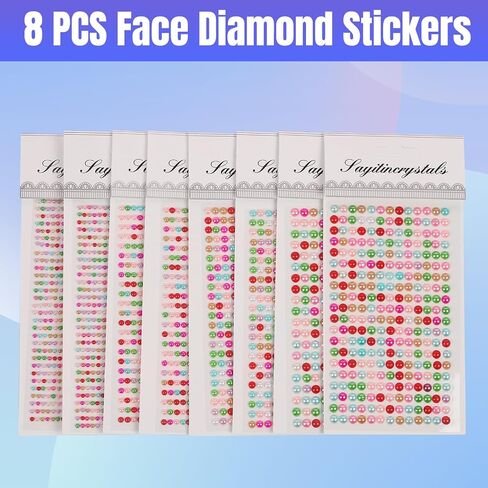 8 Sheets Rhinestone Stickers，3584 Pcs Gem Stickers for DIY Face Eyes Makeup Hair（Black-3/4/5/6mm） in Saudi Arabia