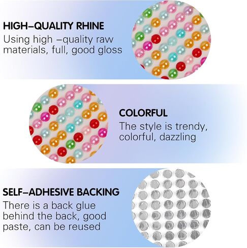 8 Sheets Rhinestone Stickers，3584 Pcs Gem Stickers for DIY Face Eyes Makeup Hair（Black-3/4/5/6mm） in Saudi Arabia