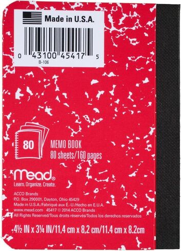 Mead Square Deal Memo Book, Narrow Ruled Paper, 80 Sheets, 4-1/2" x 3-1/4", Assorted Colors (45417) in Kuwait