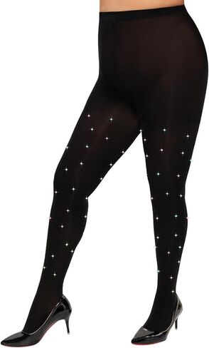 MANZI Sparkle Rhinestone Plus Size Tights for Women Queen Size Sparkly Stockings Shiny Opauqe Pantyhose in Saudi Arabia