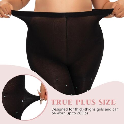 MANZI Sparkle Rhinestone Plus Size Tights for Women Queen Size Sparkly Stockings Shiny Opauqe Pantyhose in Saudi Arabia