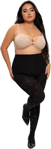 MANZI Sparkle Rhinestone Plus Size Tights for Women Queen Size Sparkly Stockings Shiny Opauqe Pantyhose in Saudi Arabia