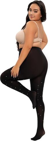 MANZI Sparkle Rhinestone Plus Size Tights for Women Queen Size Sparkly Stockings Shiny Opauqe Pantyhose in Saudi Arabia