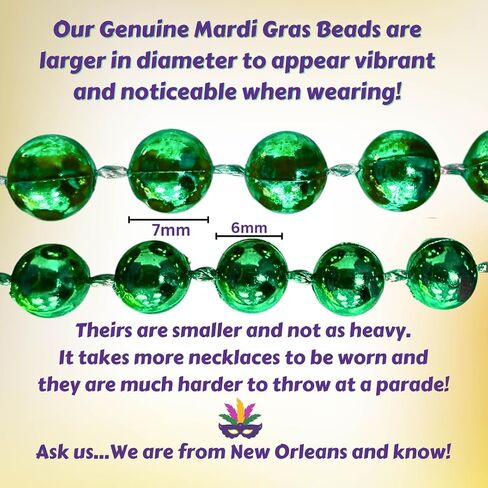 THE MARDI GRAS KREWE Beads Purple Green and Gold Necklaces - 33 inch 7mm - 6 Dozen, 72 Pieces in Saudi Arabia
