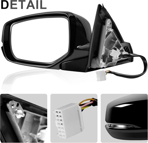 Passenger Side Mirror Compatible with Honda Accord 2013-2017 with Power Glass,Right Side View Mirrors Replacement #76208T2FA11(3Pin) Black in Saudi Arabia