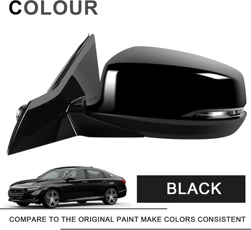 Passenger Side Mirror Compatible with Honda Accord 2013-2017 with Power Glass,Right Side View Mirrors Replacement #76208T2FA11(3Pin) Black in Saudi Arabia