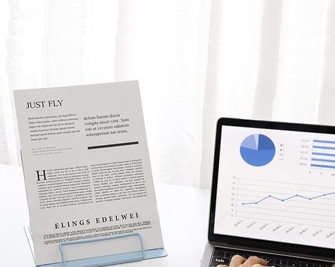 حامل كتب للقراءة بدون استخدام اليدين، حامل كتب مكتبي معدني للقراءة وحامل كتب قابل للتعديل لوثائق كتب الطبخ وحامل كتب للوصفات والكتب المدرسية والكتب الموسيقية (أزرق فاتح) in Kuwait