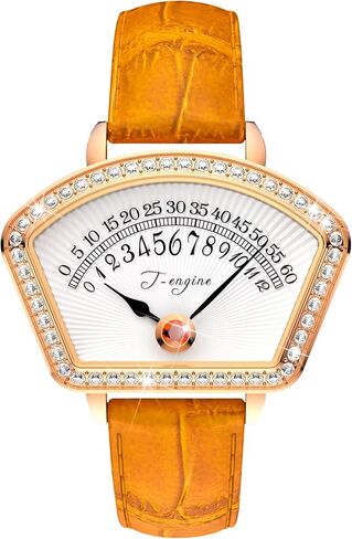 ساعات يد T-ENGINE للنساء، ساعات يد كوارتز للسيدات، سوار جلدي، ساعات صغيرة من الألماس على شكل سطح قرص للنساء ﻿ in Kuwait