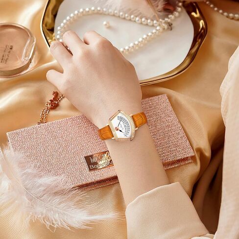 ساعات يد T-ENGINE للنساء، ساعات يد كوارتز للسيدات، سوار جلدي، ساعات صغيرة من الألماس على شكل سطح قرص للنساء ﻿ in Kuwait