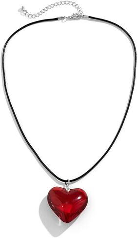 Fuqimanman2020 Chunky Big Love Heart Choker Necklace Pendant Adjustable Velvet Chain Glass Crystal Heart for Wome Y2K Jewelry Accessories in Saudi Arabia