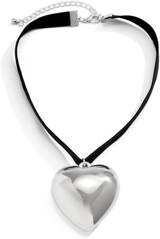 Fuqimanman2020 Chunky Big Love Heart Choker Necklace Pendant Adjustable Velvet Chain Glass Crystal Heart for Wome Y2K Jewelry Accessories in Saudi Arabia