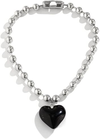 Fuqimanman2020 Chunky Big Love Heart Choker Necklace Pendant Adjustable Velvet Chain Glass Crystal Heart for Wome Y2K Jewelry Accessories in Saudi Arabia