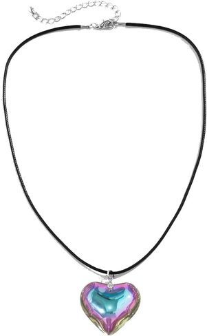 Fuqimanman2020 Chunky Big Love Heart Choker Necklace Pendant Adjustable Velvet Chain Glass Crystal Heart for Wome Y2K Jewelry Accessories in Saudi Arabia