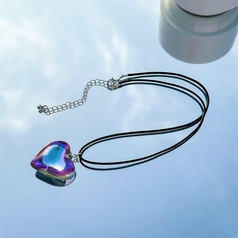 Fuqimanman2020 Chunky Big Love Heart Choker Necklace Pendant Adjustable Velvet Chain Glass Crystal Heart for Wome Y2K Jewelry Accessories in Saudi Arabia