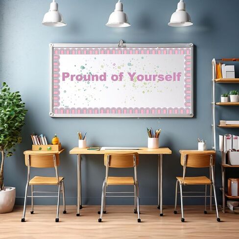 Magnetic Board Border for Classroom White Board, 24Pcs, Each 12" X 1.5" (24ft in Total Length), Reusable Magnetic Bulletin Board Border for Classroom Theme Decoration, Wavy Rainbow in Saudi Arabia
