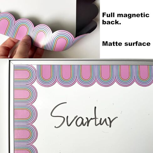 Magnetic Board Border for Classroom White Board, 24Pcs, Each 12" X 1.5" (24ft in Total Length), Reusable Magnetic Bulletin Board Border for Classroom Theme Decoration, Wavy Rainbow in Saudi Arabia