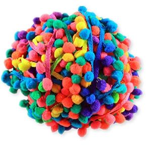 Yalulu 20Yards Rainbow Pom Pom Trim Ball Fringe Ribbon DIY Sewing Accessory Lace for Home Party Decoration