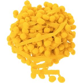 uxcell 20 Yards Pom Pom Ball Fringe Trim, Ribbon Sewing Accessory DIY Crafts for Home Curtain Clothes Pillow Decoration (12mm, Dark Yellow)