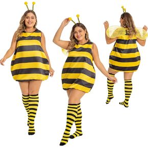 Fairycece Plus Size Bee Costume Adult Women 12-30 Halloween Easy Costume