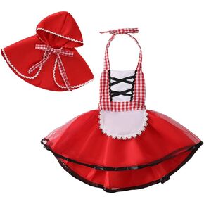 HIHCBF Baby Girls Halloween Little Red Riding Hood Costume Tutu Dress w/Cape Cloak Storybook Fairy Tale Dress Up Outfits