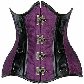 Daisy Corsets Women's Top Drawer Plum Brocade & Faux Leather Steel Boned Under Bust Corset, Large