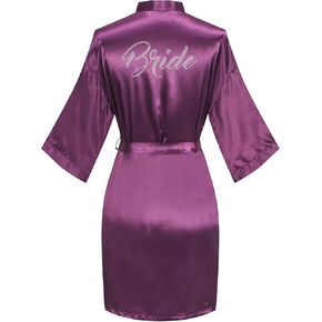 Women's Bridal Robe Bride Bridesmaid Kimono Bathrobes Getting Ready Dressing Gown for Wedding Day in Kuwait