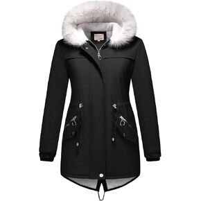 Lamgool Winter Coats for Women Warm Sherpa Fleece Long Back Jacket Thicken Parka with Hood