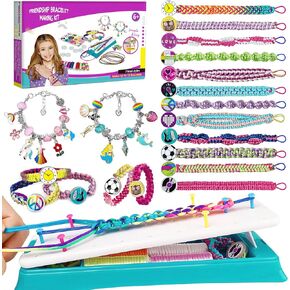 Friendship Bracelet Making Kit for Girls, Arts and Crafts for Kids Ages 8-12, DIY Jewelry Making Kit for 6 7 8 9 10 11 12 Years Old Girls, Birthday Gifts for Teen Girls Toys, Extra 2 Charm Bracelets