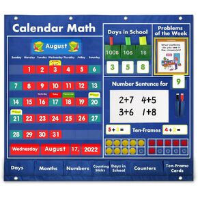 Math Calendar Classroom Pocket Charts Daily Math Activities Educational Pocket Chart Teaching Calendar All About Number Activities for Elementary and Pre-school
