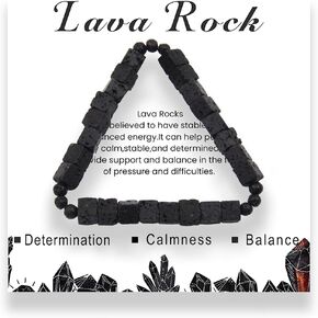 Triangle Beads Bracelets for Women and Men - 6mm Natural Stone Crystal Gemstone Square Beads Stretch Bracelet for Unisex Adult