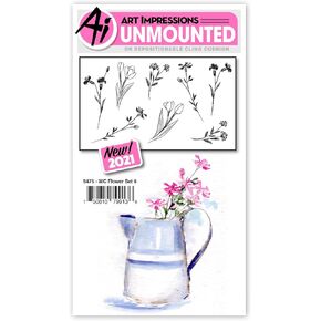 Art Impressions Watercolor Cling Rubber Stamps - Flower Set 6