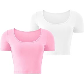Kindcall Lightweight Crop Tops Slim Fit Stretchy Workout Shirts for Women