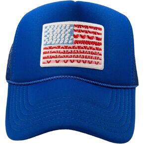 KATYDID American Flag Hat - Foam Trucker Hat with Embroidered Flag - Adjustable, Snapback USA Hat - Patriotic Hat for Women