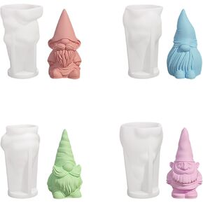 4 Pcs 3D Gnome Silicone Molds, Faceless Santa Claus Silicone Candle Molds, Christmas Gnome Mold Santa Candle Mold, DIY Paint Your Own Dwarf Candle, Home Decor