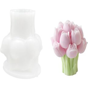 Tulips Candle Mold for Candle Making, 3D Silicone Mold for Resin Casting DIY Plaster Polymer Clay Home Decoration