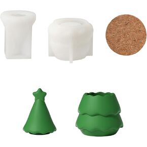 Boowan Nicole Starlit Christmas Tree Candle Jar Mold Concrete Candle Tin Mold Cement Candle Vessel Mold for Chrismas