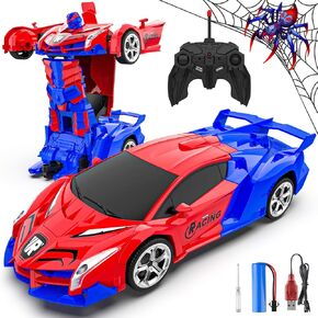 Transform Remote Control Car for Boys 4-7 8-12, 1:18 Scale Rc Cars for Boys Age 3-5 4-7, One-Button Deformation 360° Rotation Robot Boys Toys, Kids Toys for 3 4 5 6 7 8 9 10 11 12 Years Old Boys Gifts
