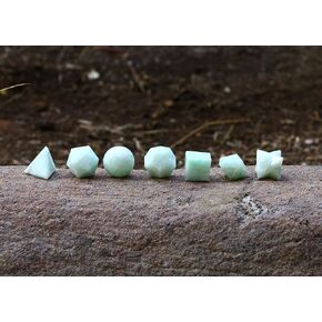 FASHIONZAADI Sacred Geometry - Platonic Solids Set - Amazonite Stone - Energy Crystals for Home - Crystal Geometry Set - Stones and Crystals - Feng Shui Decor