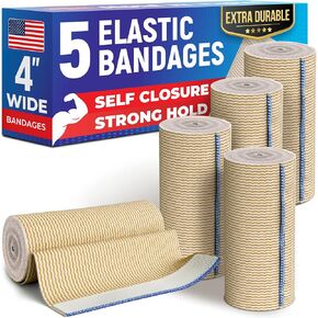 Premium Elastic Bandage Wrap - 3" (10pk) - Strong Compression - Self-Closing Reusable Bandages for Legs and Arms - Wrist, Elbow, Foot, Knee Wrap