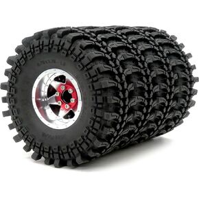 hobbysoul RC 1.9 Tires Height 121mm Tyres & 1.9 Beadlock Wheels Adjustable 4 Negative Offsets Rims Black Color Wide 31mm for 1/10 Mud Crawler TRX4 SCX10 Gen8,(4-Pack, Assembled)